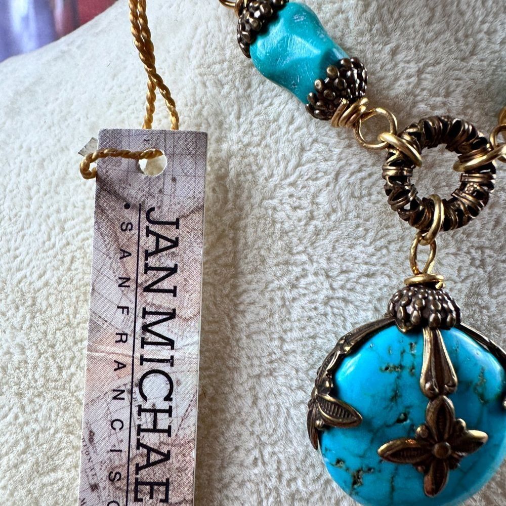Jan Micheals Turquoise and Bronze Pendant Necklace - Picture 8 of 11